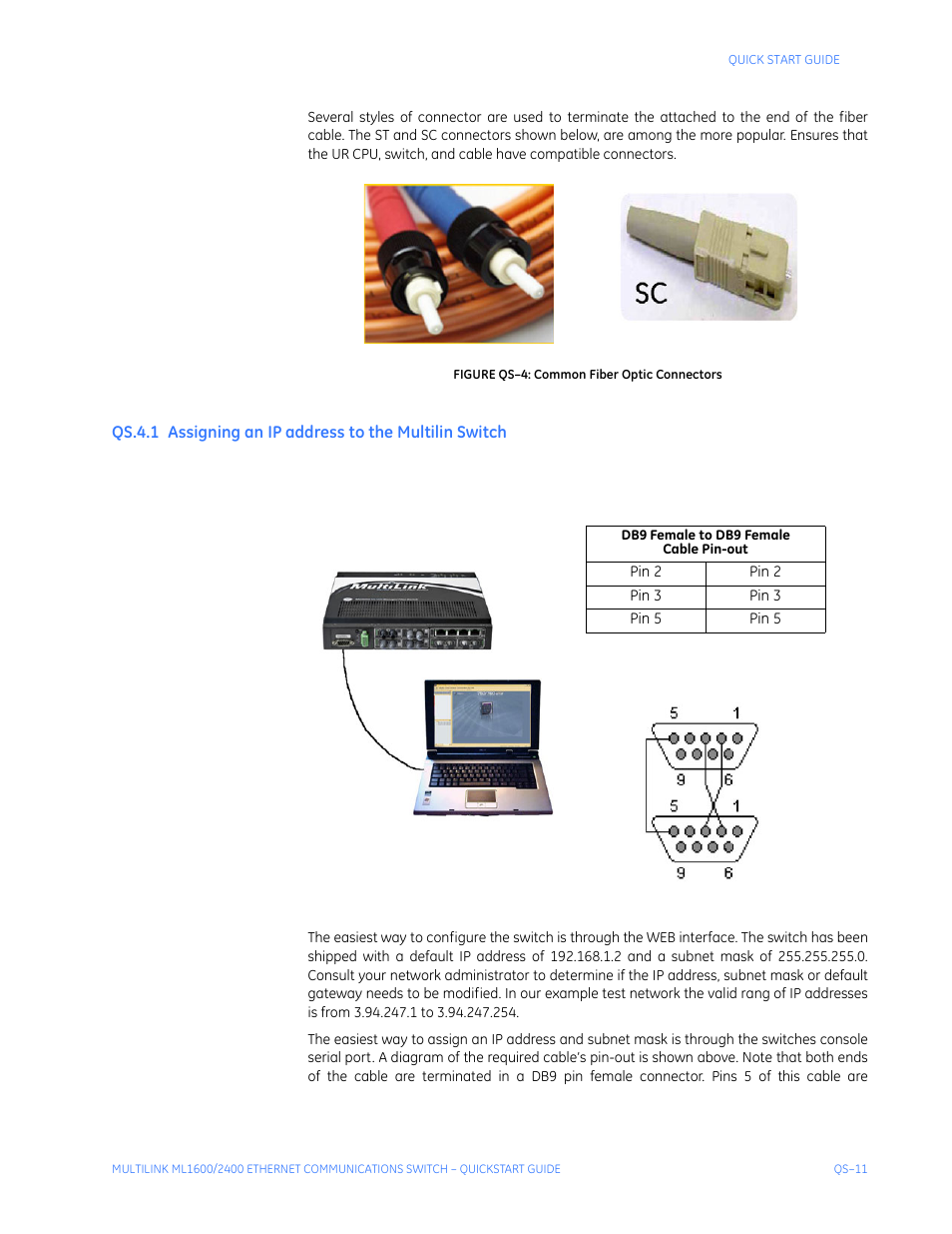 Ssigning, Address, Ultilin | Witch, Qs-11 | GE ML2400 User Manual | Page 15 / 62