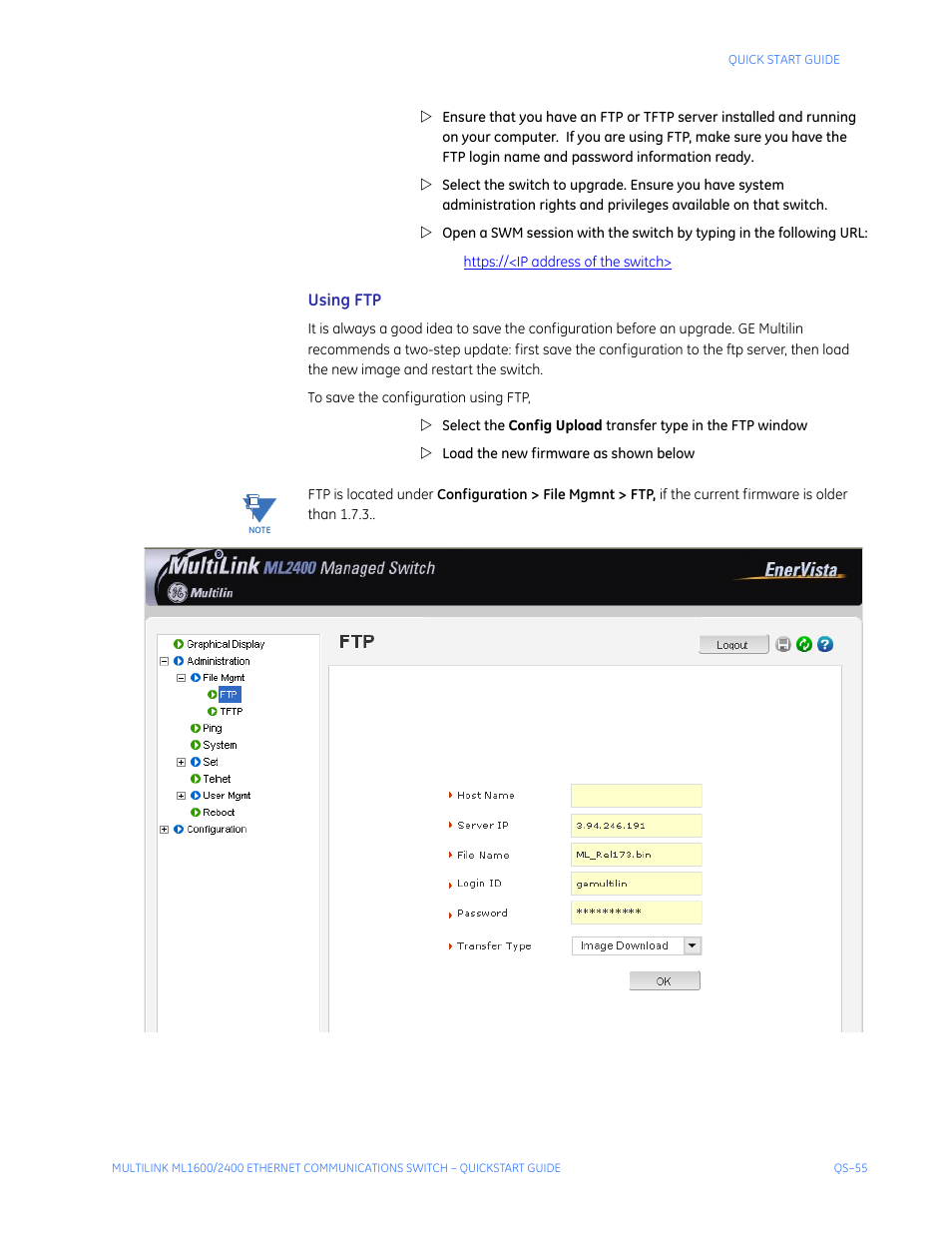 Using ftp | GE ML2400 User Manual | Page 59 / 62