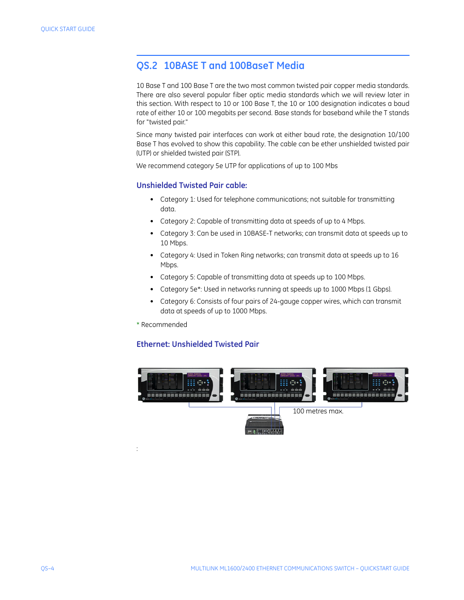Qs.2 10base t and 100baset media | GE ML2400 User Manual | Page 8 / 62