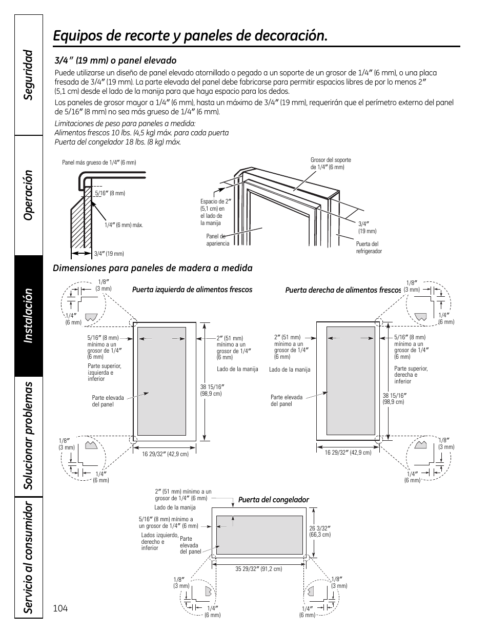 Equipos de recorte y paneles de decoración | GE 200D9366P019 User Manual | Page 104 / 136