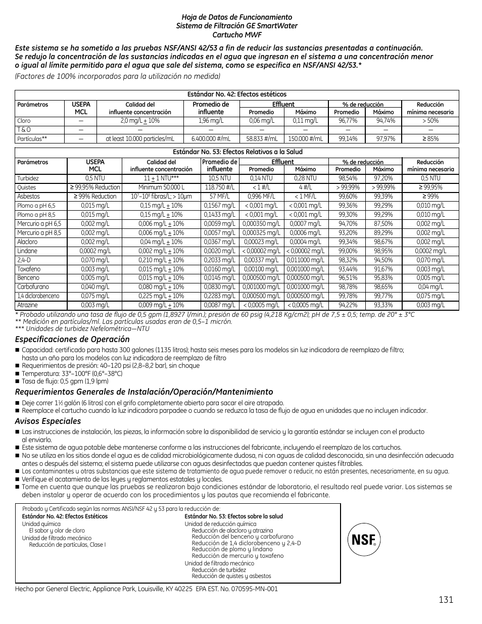 Hoja de datos de funcionamiento | GE 200D9366P019 User Manual | Page 131 / 136