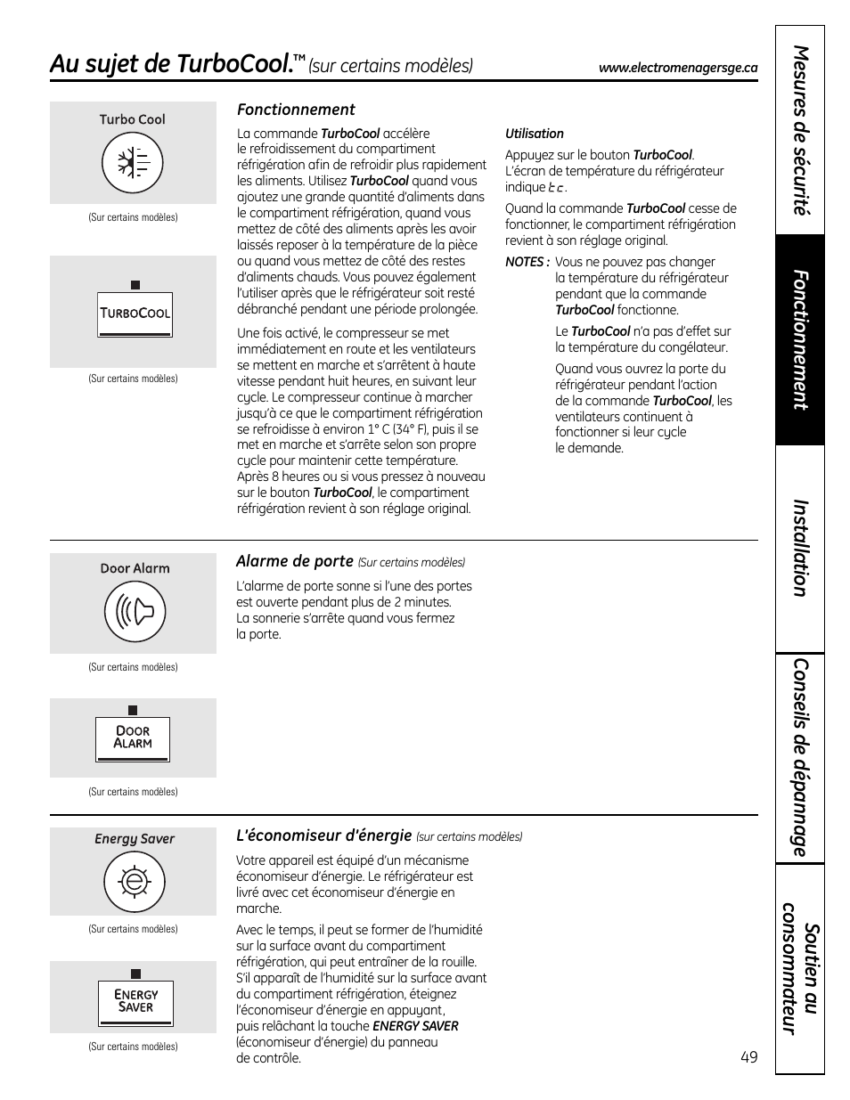 Au sujet de turbocool | GE 200D9366P019 User Manual | Page 49 / 136