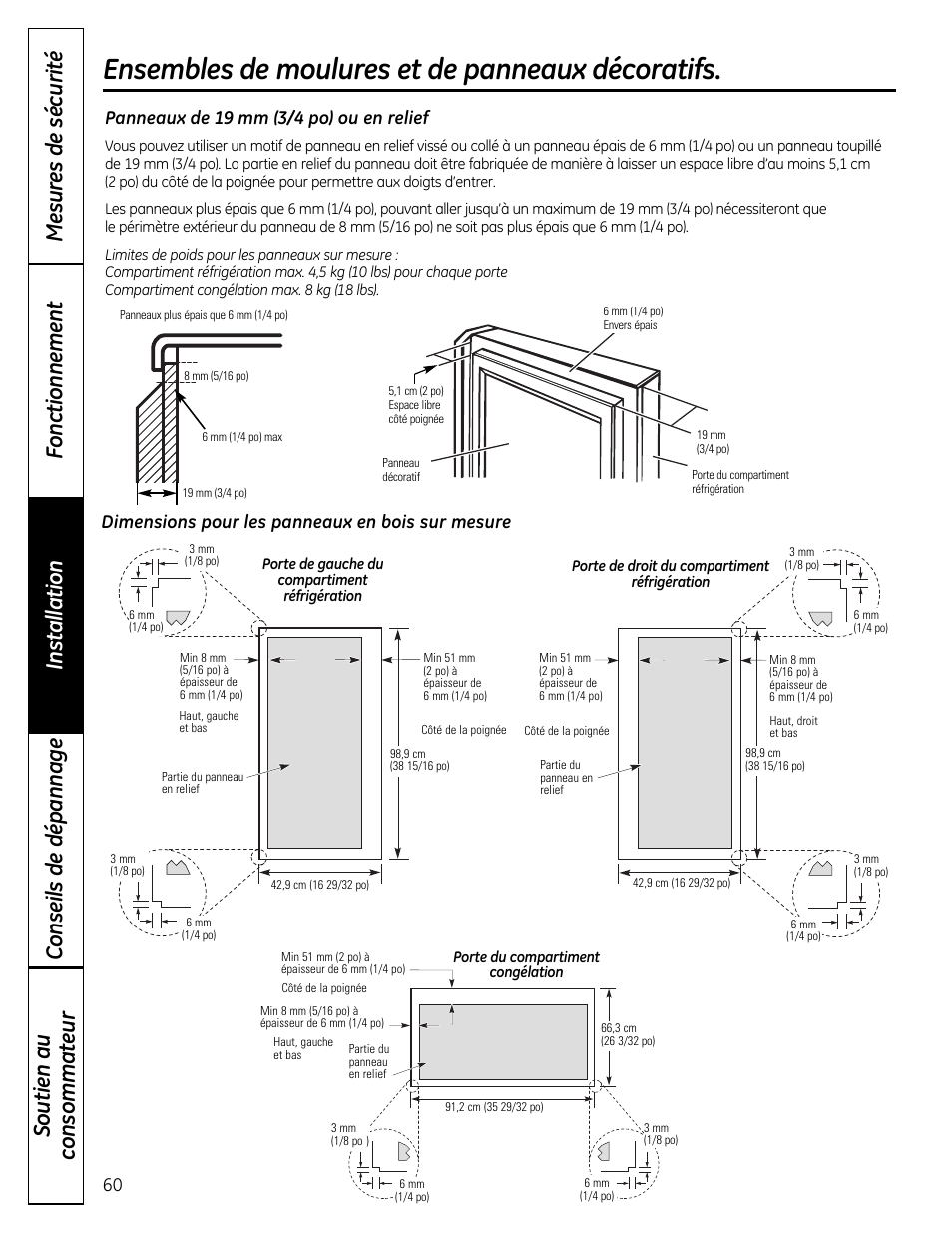 Ensembles de moulures et de panneaux décoratifs | GE 200D9366P019 User Manual | Page 60 / 136