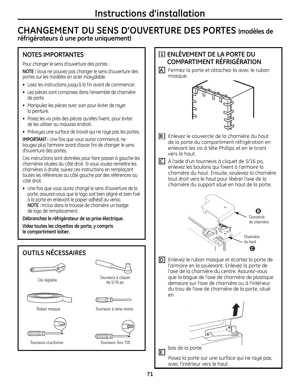 Outils nécessaires | GE 200D9366P019 User Manual | Page 71 / 136