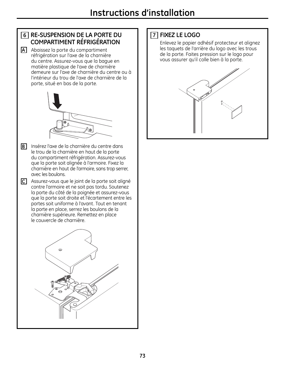 Instructions d’installation | GE 200D9366P019 User Manual | Page 73 / 136