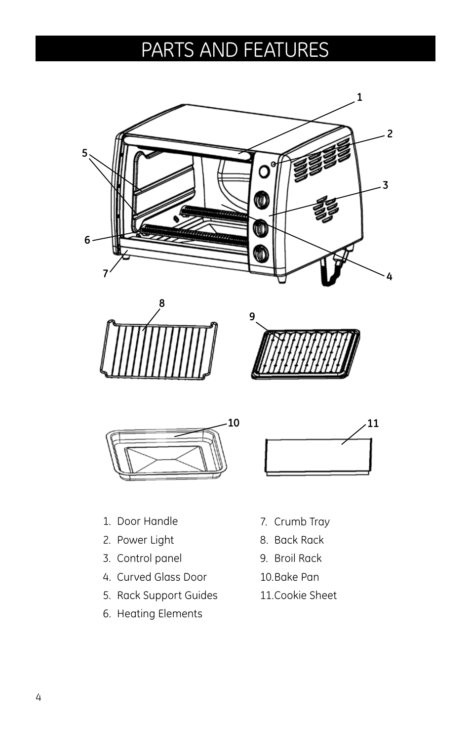 Parts and features | GE 681131690706 User Manual | Page 4 / 8