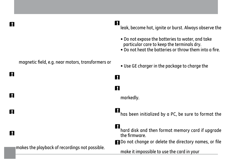 Safety precautions | GE E1035 User Manual | Page 4 / 106