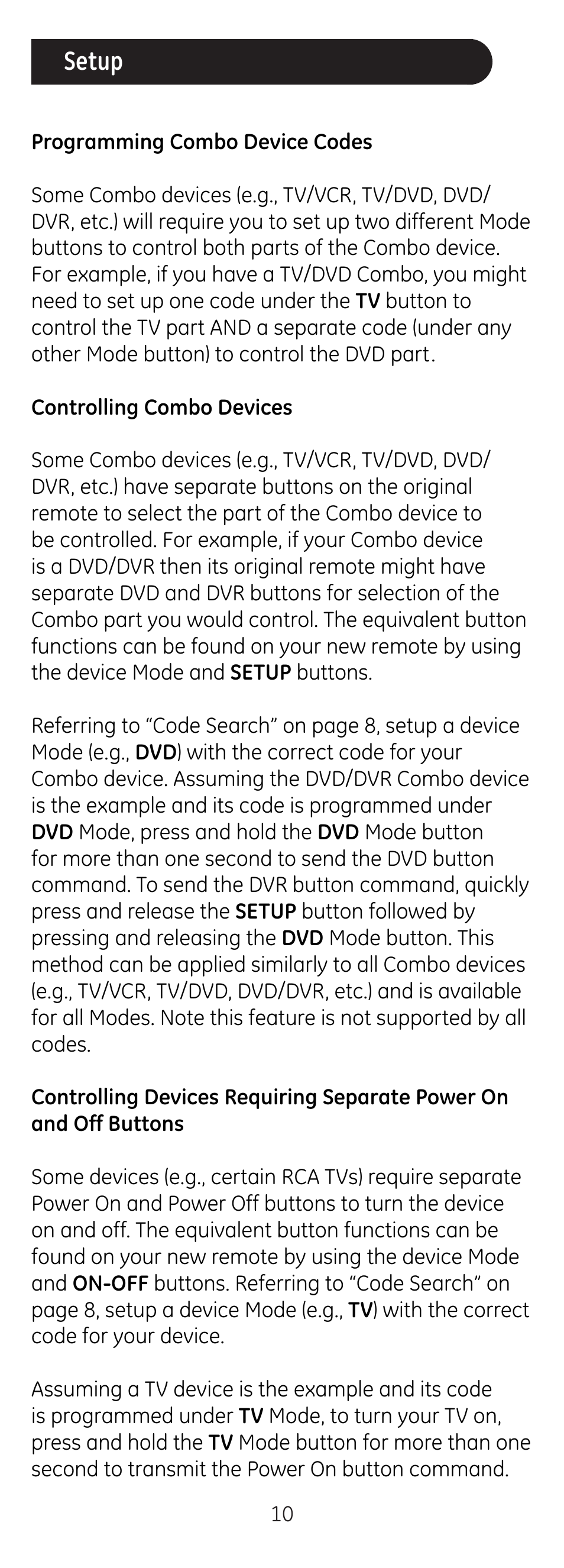 Setup | GE 24116 User Manual | Page 10 / 16