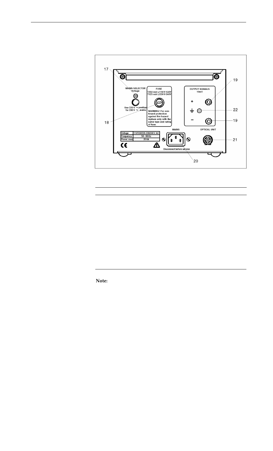Rear panel controls | GE UV-1 User Manual | Page 10 / 26