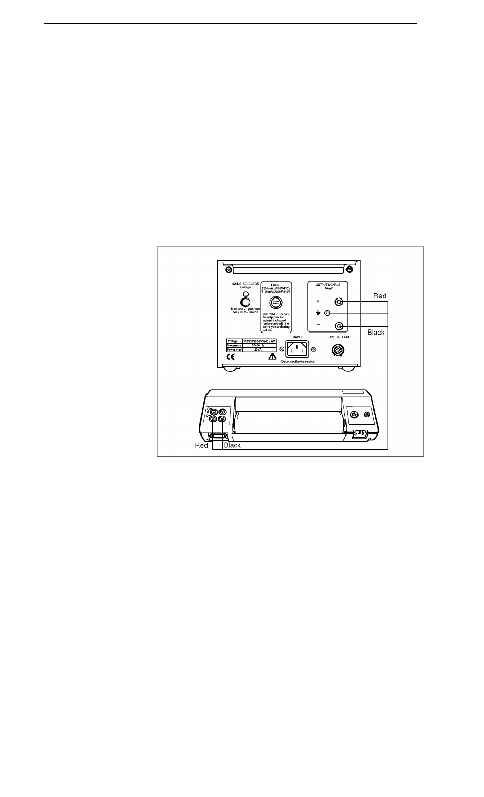 6 3.7 connecting, The optical unit, Connecting a | Recorder | GE UV-1 User Manual | Page 14 / 26