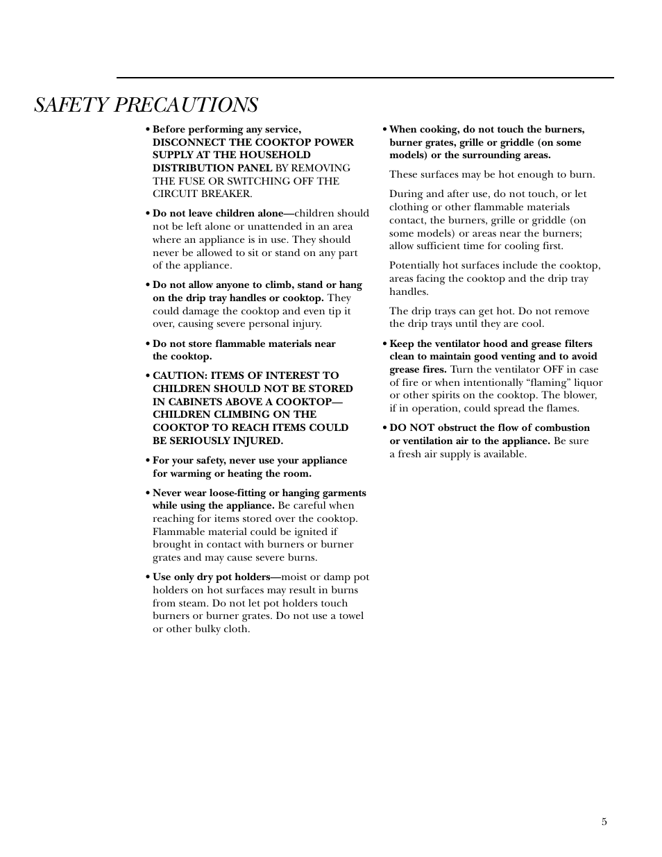 Safety precautions | GE 36 User Manual | Page 5 / 24