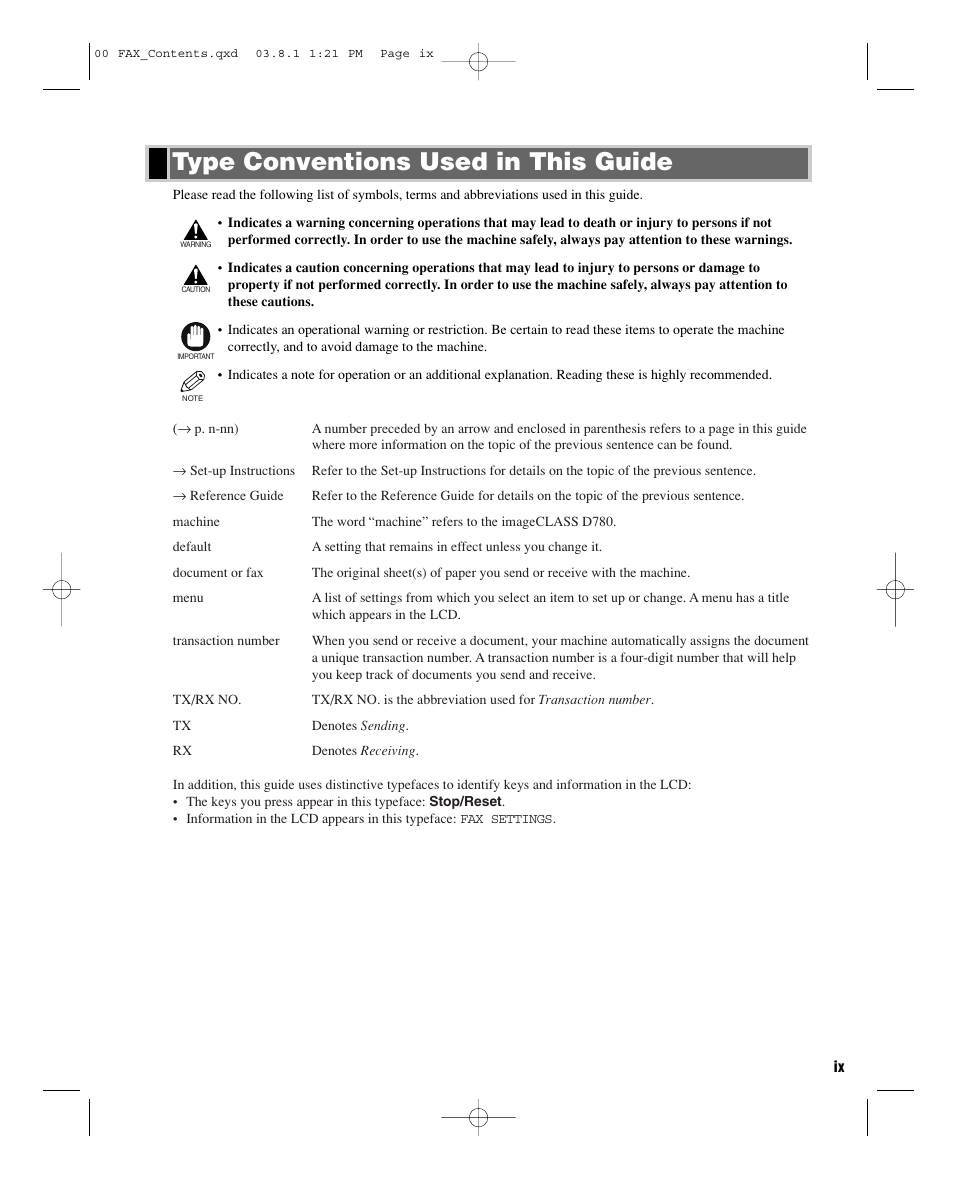 Type conventions used in this guide | GE D780 User Manual | Page 10 / 94