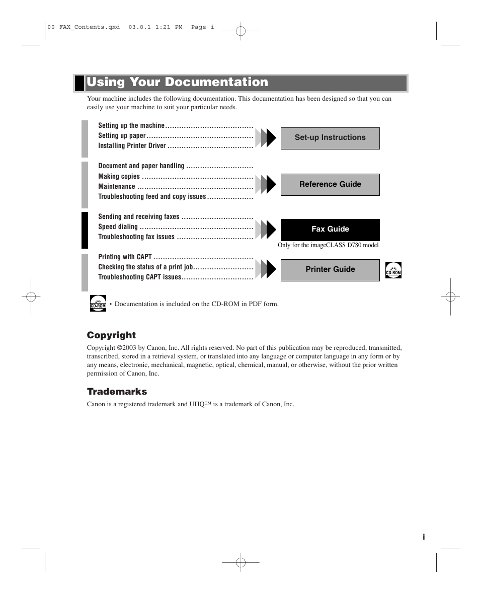 Using your documentation, Copyright, Trademarks | GE D780 User Manual | Page 2 / 94