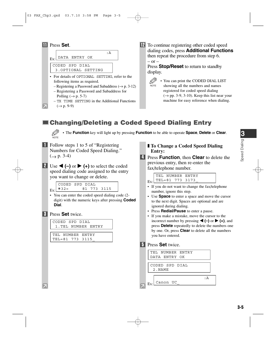 Changing/deleting a coded speed dialing entry | GE D780 User Manual | Page 28 / 94