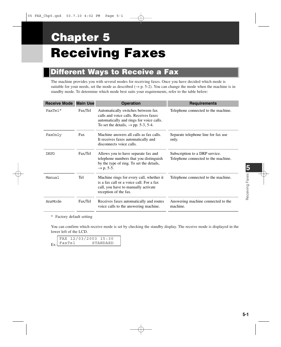 Receiving faxes, Chapter 5, Different ways to receive a fax | GE D780 User Manual | Page 54 / 94