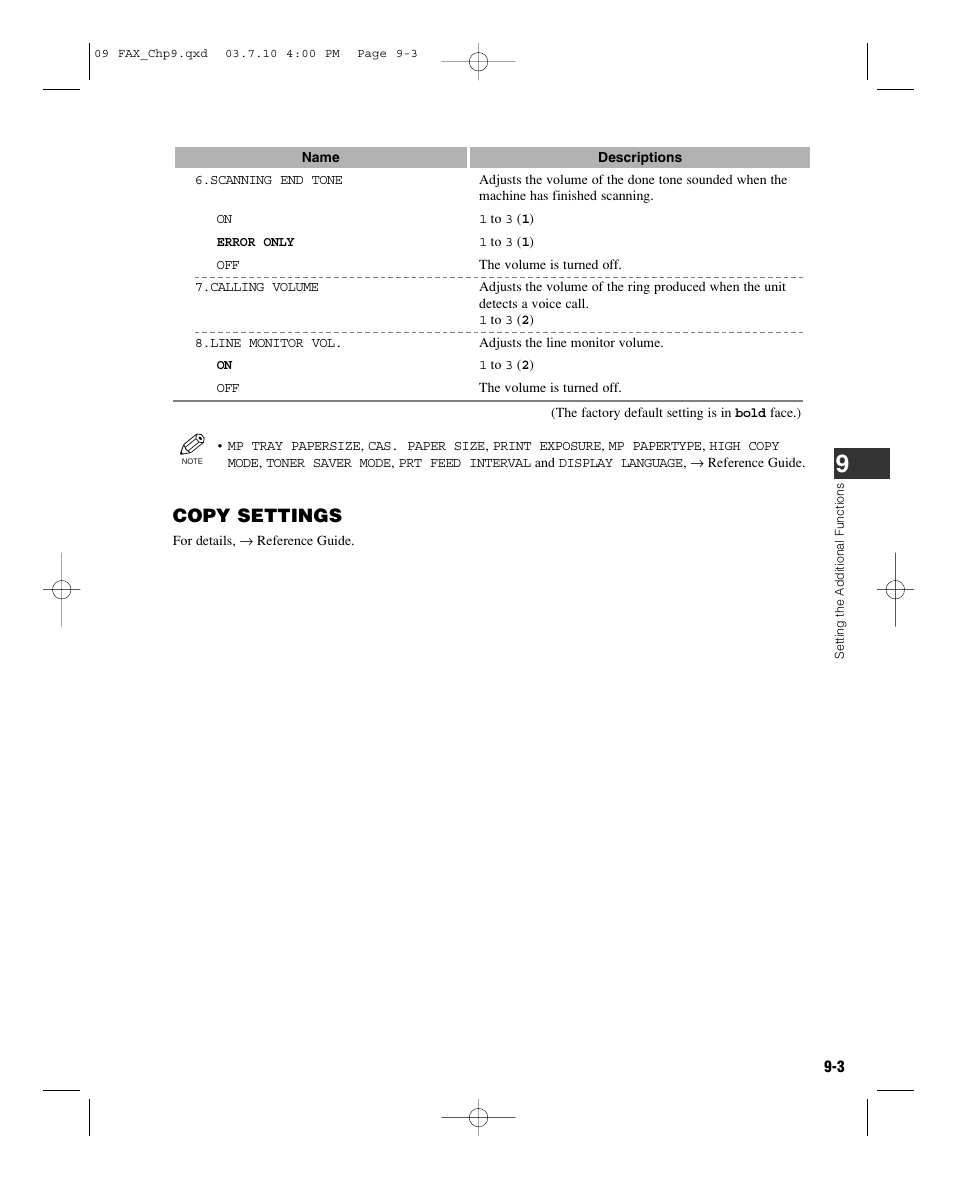 Copy settings | GE D780 User Manual | Page 78 / 94
