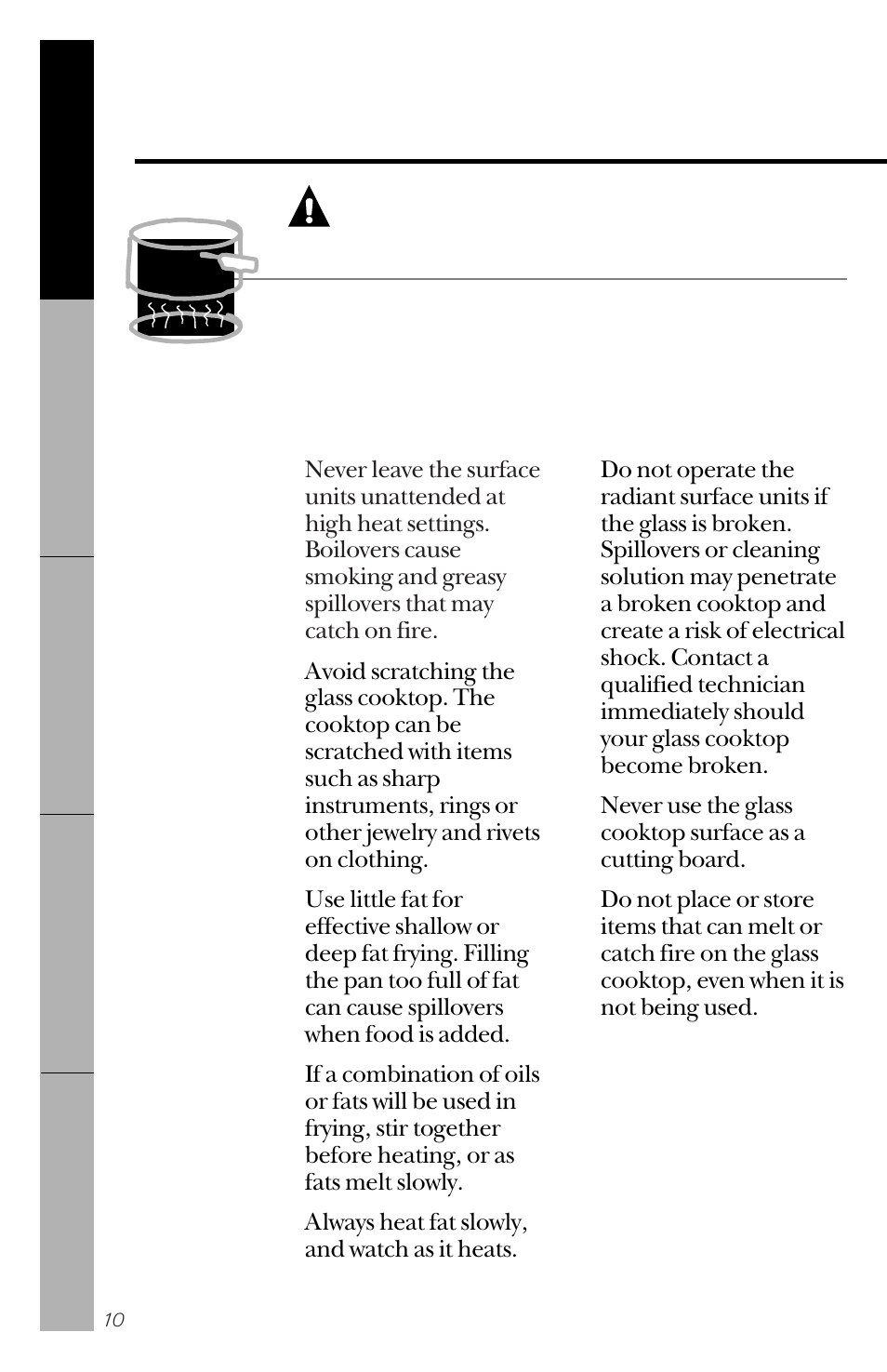 Radiant surface units, Radiant surface units –12, Warning | GE 164D3333P150 User Manual | Page 10 / 48