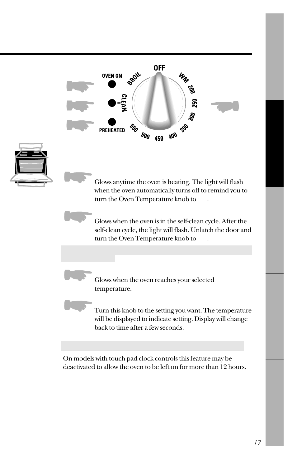 Oven control settings | GE 164D3333P150 User Manual | Page 17 / 48