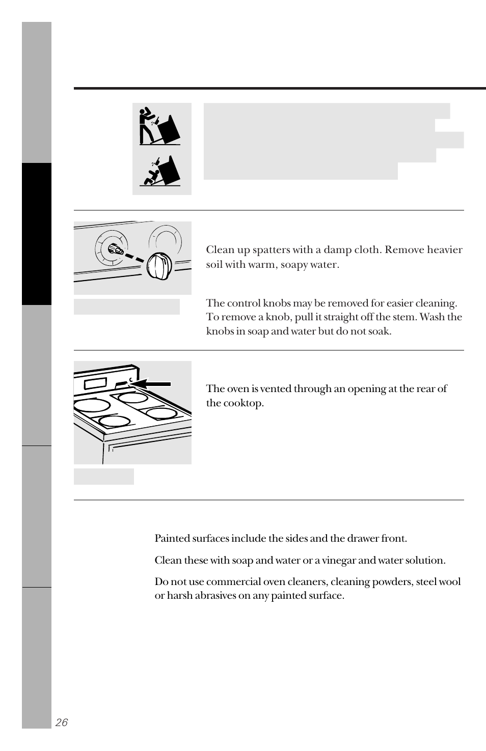 Care and cleaning of the range | GE 164D3333P150 User Manual | Page 26 / 48