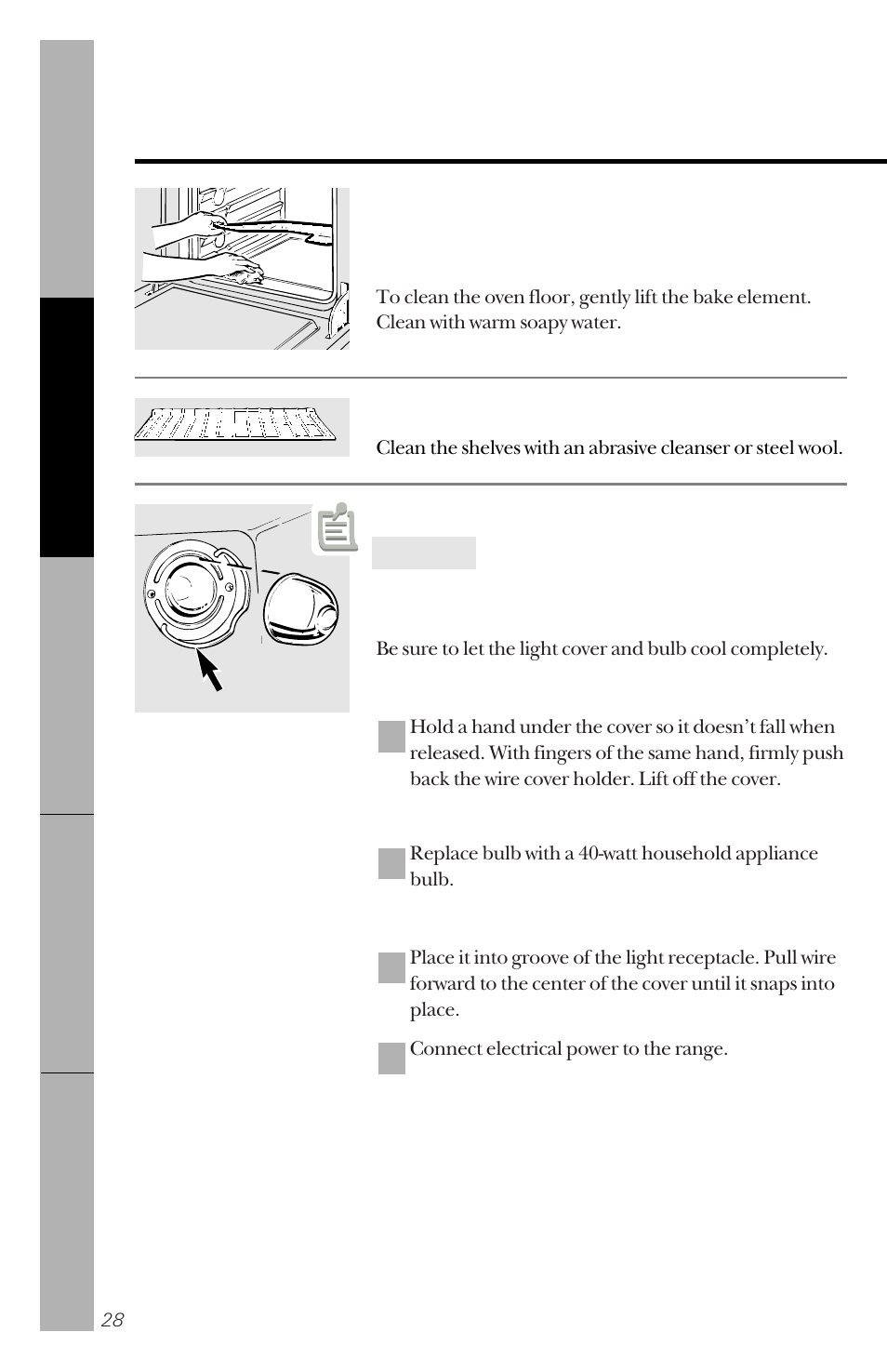 Care and cleaning of the range | GE 164D3333P150 User Manual | Page 28 / 48