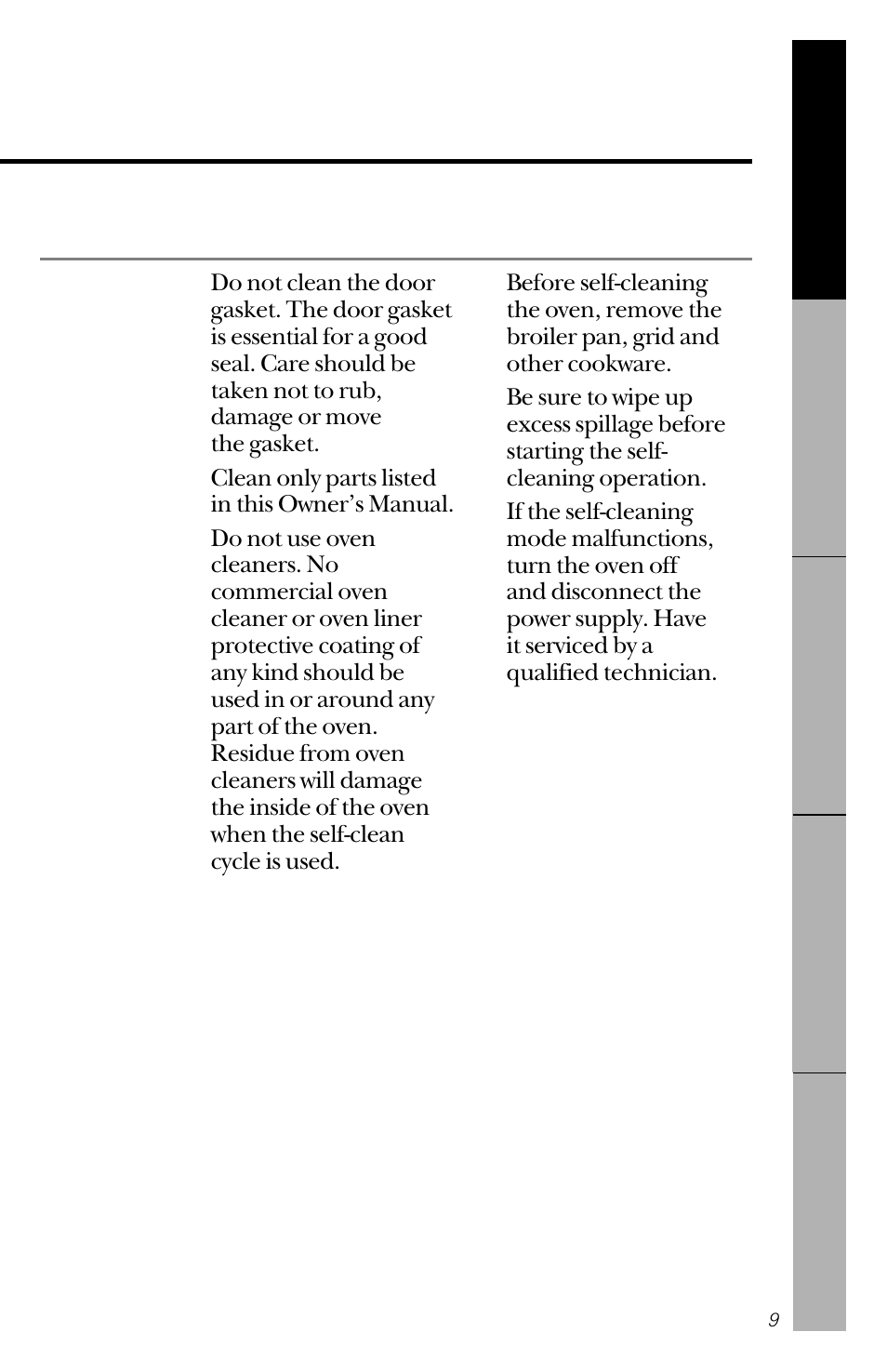 Self-cleaning oven | GE 164D3333P150 User Manual | Page 9 / 48