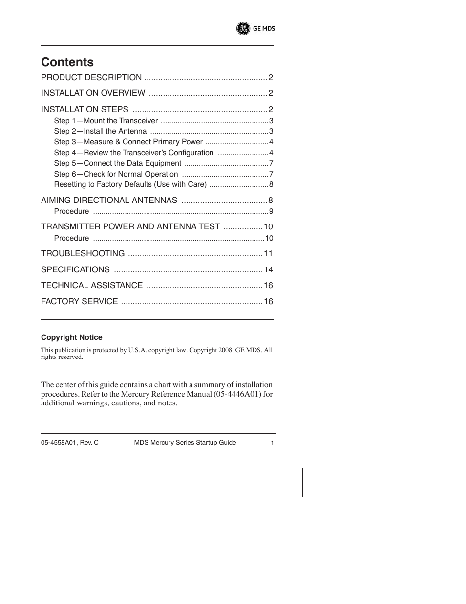 GE MDS 05-4558A01 User Manual | Page 2 / 20