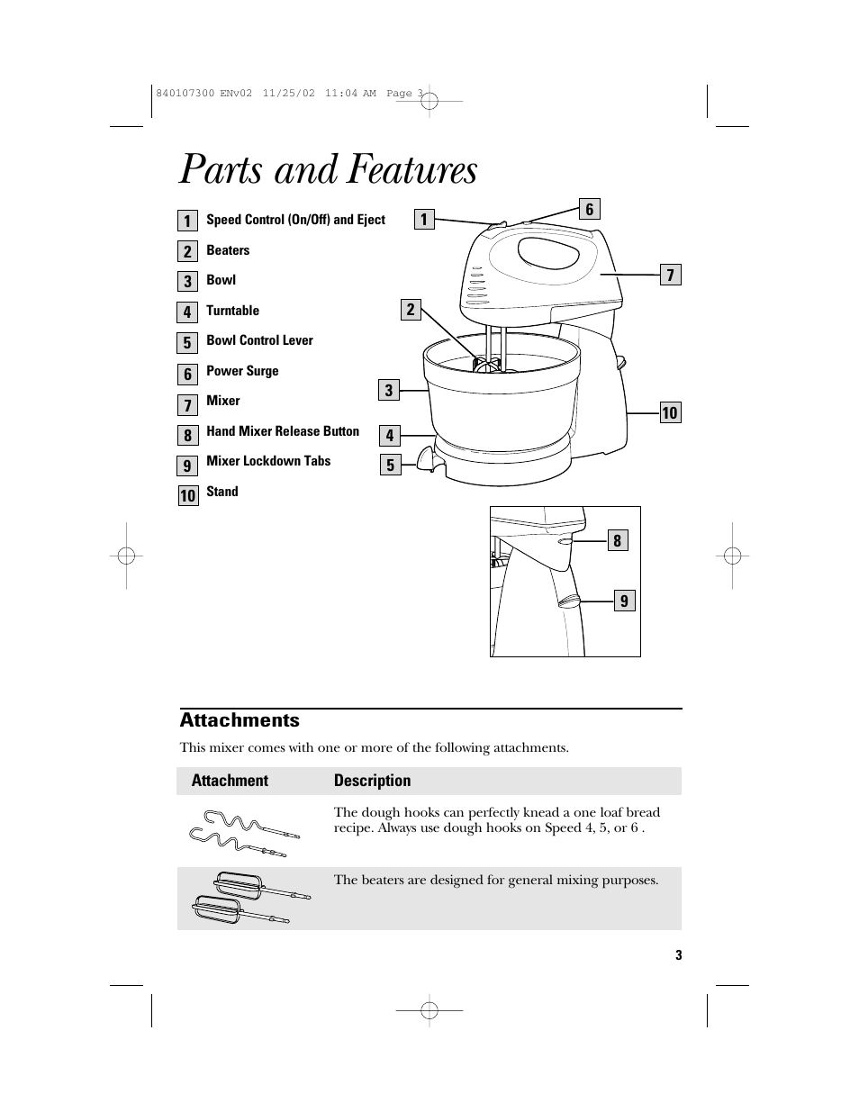 Parts and features | GE 106772 User Manual | Page 3 / 20