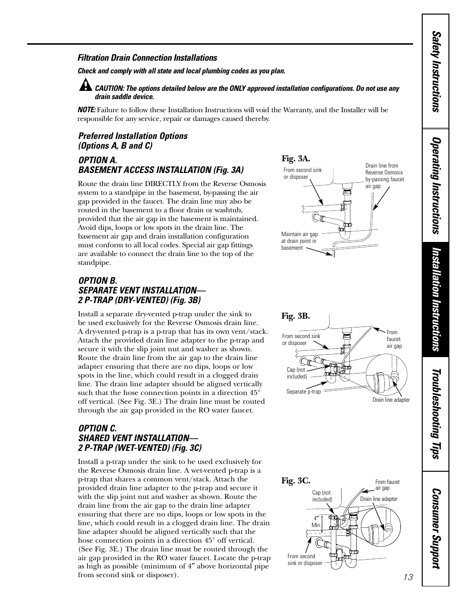 Drain connections, Drain connections , 14 | GE GXRV10ABL01 User Manual | Page 13 / 72