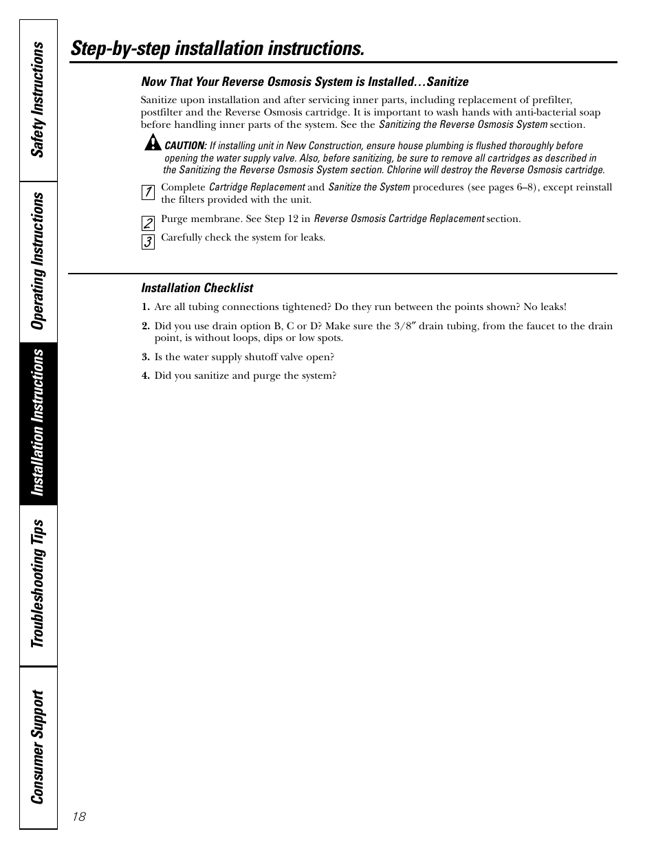 Checklist, Step-by-step installation instructions | GE GXRV10ABL01 User Manual | Page 18 / 72