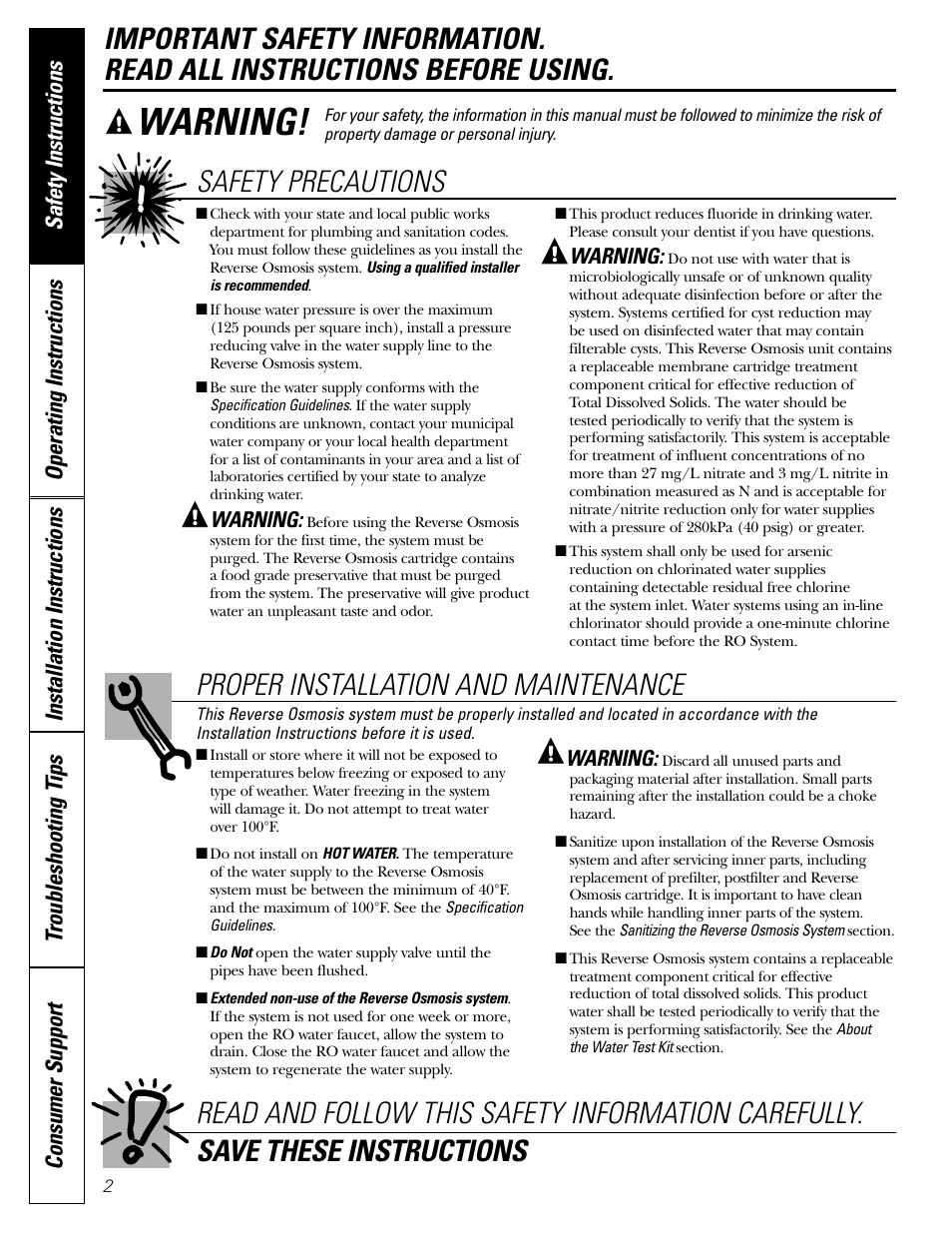 Safety instructions, Product registration, Warning | GE GXRV10ABL01 User Manual | Page 2 / 72