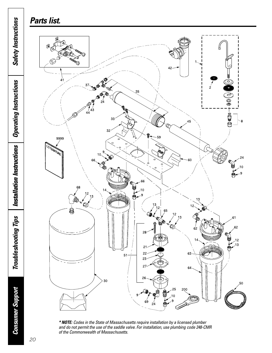 Parts list/catalog, Parts list/catalog , 21, Parts list | GE GXRV10ABL01 User Manual | Page 20 / 72