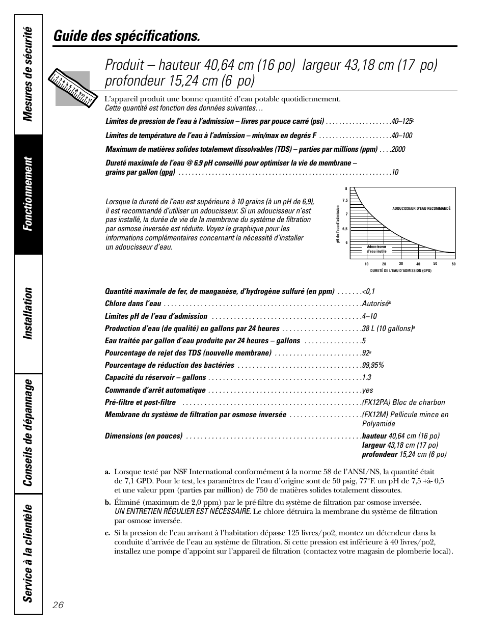 Guide des spécifications | GE GXRV10ABL01 User Manual | Page 26 / 72