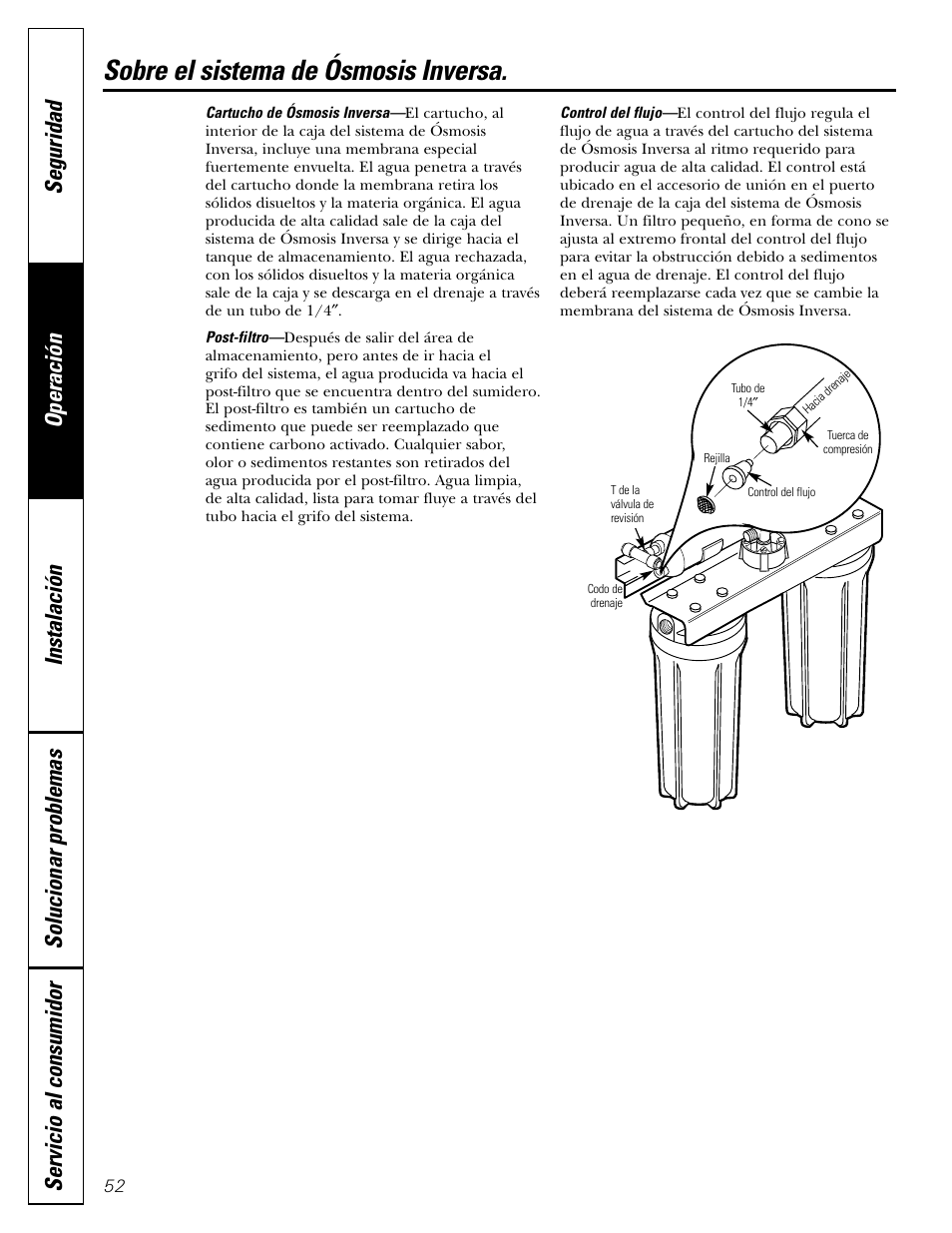 Sobre el sistema de ósmosis inversa | GE GXRV10ABL01 User Manual | Page 52 / 72