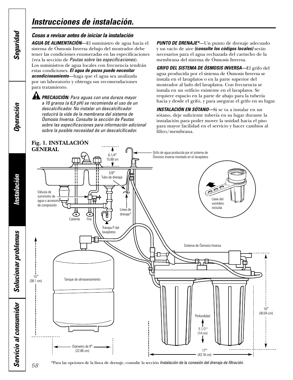 Antes de iniciar la instalación, Instrucciones de instalación | GE GXRV10ABL01 User Manual | Page 58 / 72