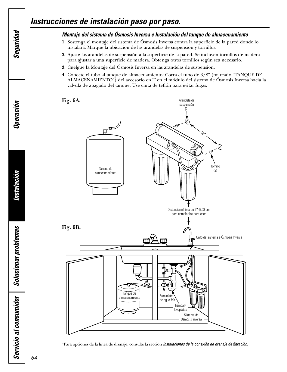 Montaje del sistema, Instrucciones de instalación paso por paso | GE GXRV10ABL01 User Manual | Page 64 / 72