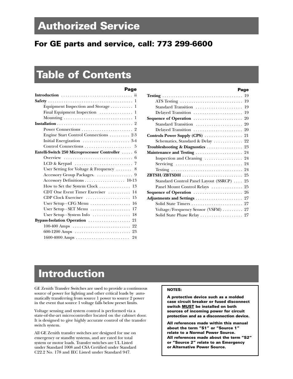 Table of contents authorized service, Introduction | GE ZBTSD User Manual | Page 2 / 32