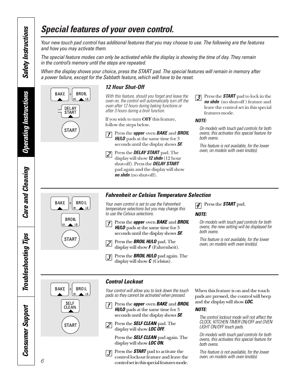 Special features of your oven control | GE JKP45  EN User Manual | Page 6 / 28