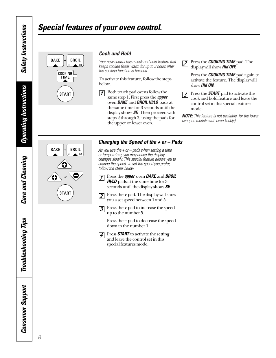 Special features of your oven control | GE JKP45  EN User Manual | Page 8 / 28