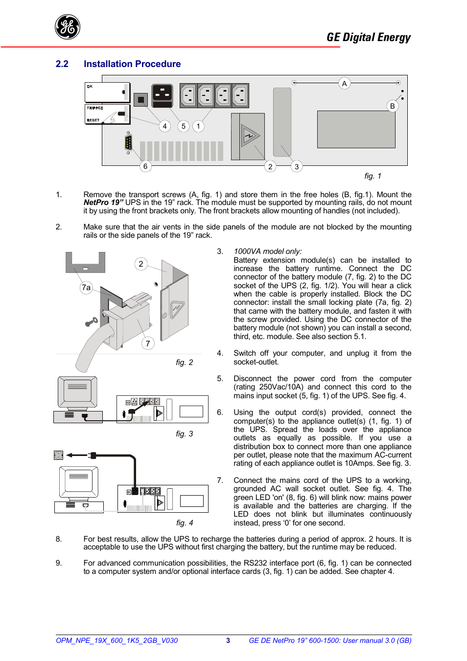 Ge digital energy | GE 600 - 1500 VA User Manual | Page 4 / 14