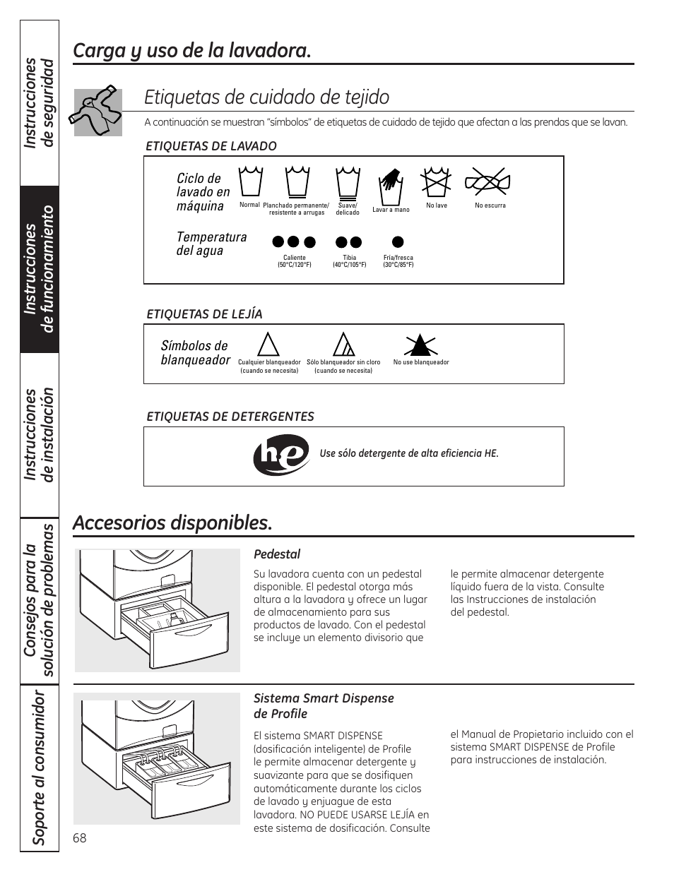 Accesorios disponibles | GE Profile WPDH8910K User Manual | Page 68 / 84