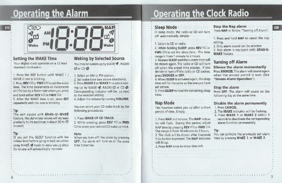 Ililiu, Oderatinq the clock radio | GE 1-Jul User Manual | Page 5 / 7