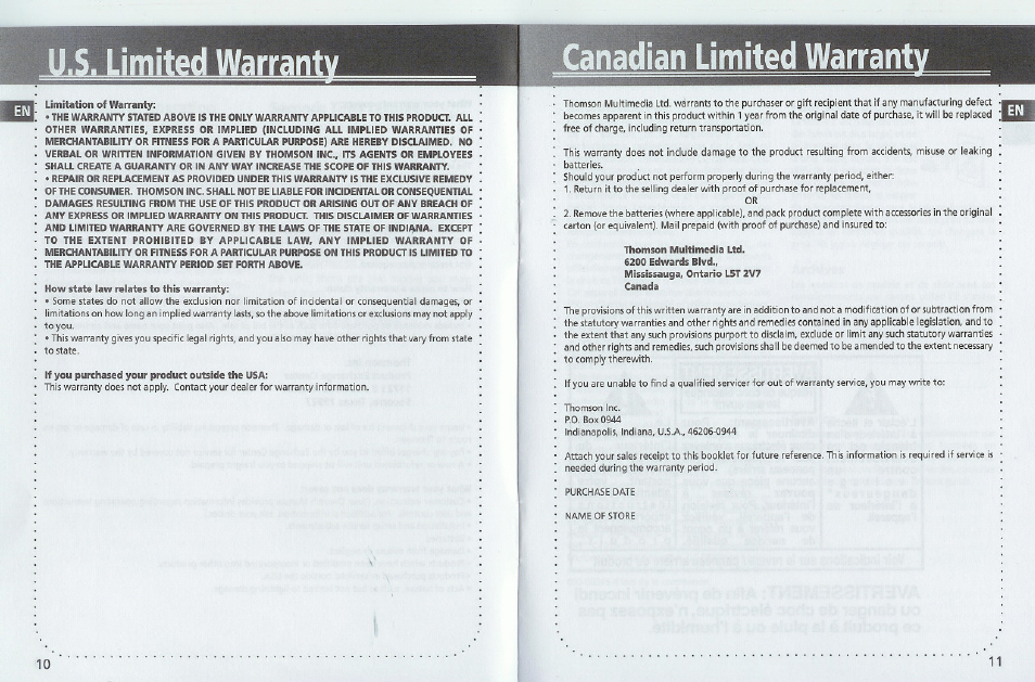 Canadian limited warrant | GE 1-Jul User Manual | Page 7 / 7
