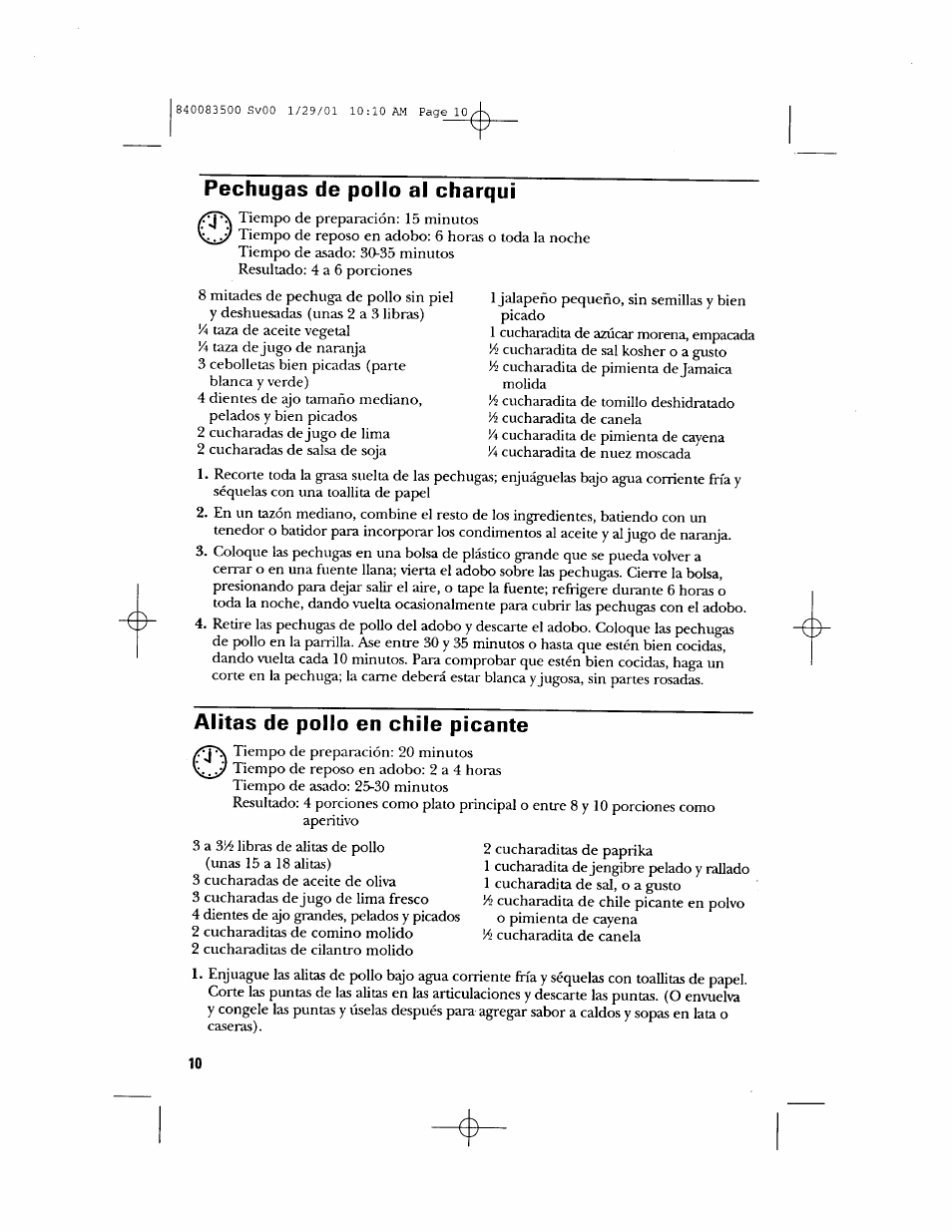 Pechugas de pollo al charqui, Alitas de pollo en chile picante | GE 840083500 User Manual | Page 26 / 32