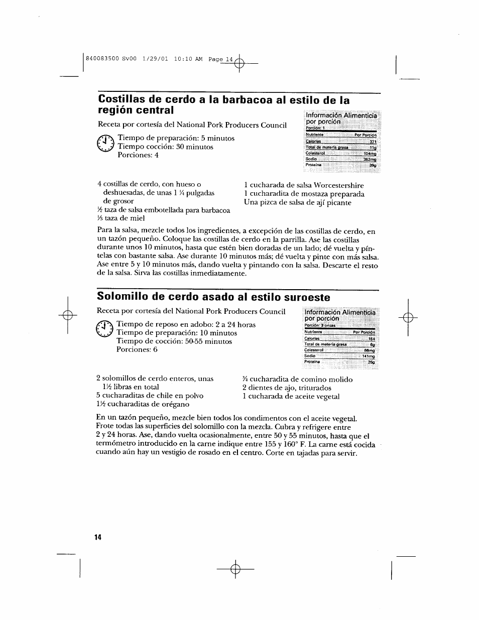 Solomillo de cerdo asado al estilo suroeste | GE 840083500 User Manual | Page 30 / 32