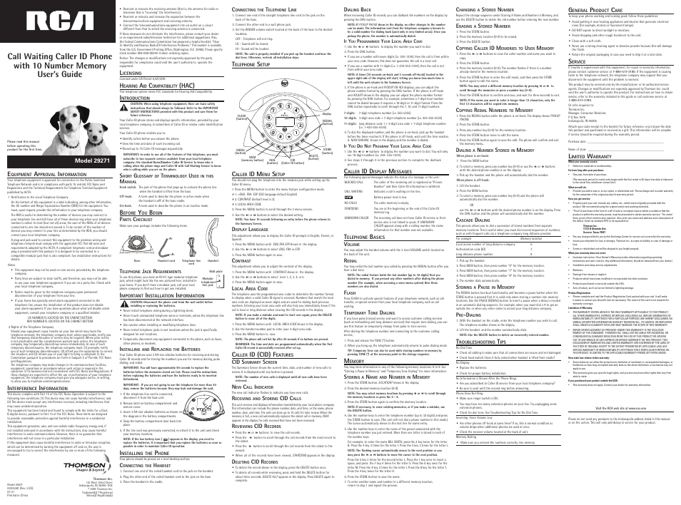 GE 29271 User Manual | 2 pages