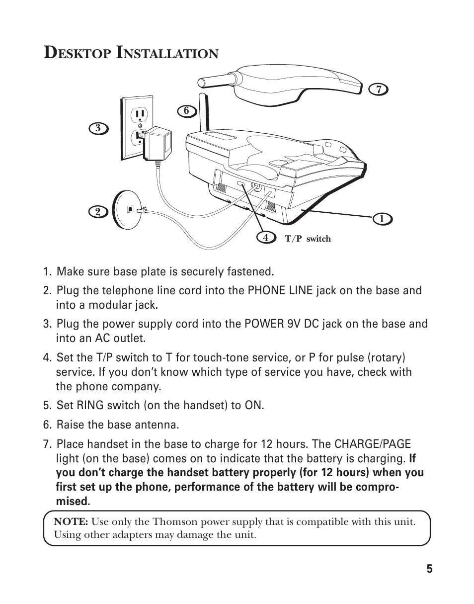 Desktop installation | GE 15432970 User Manual | Page 5 / 22