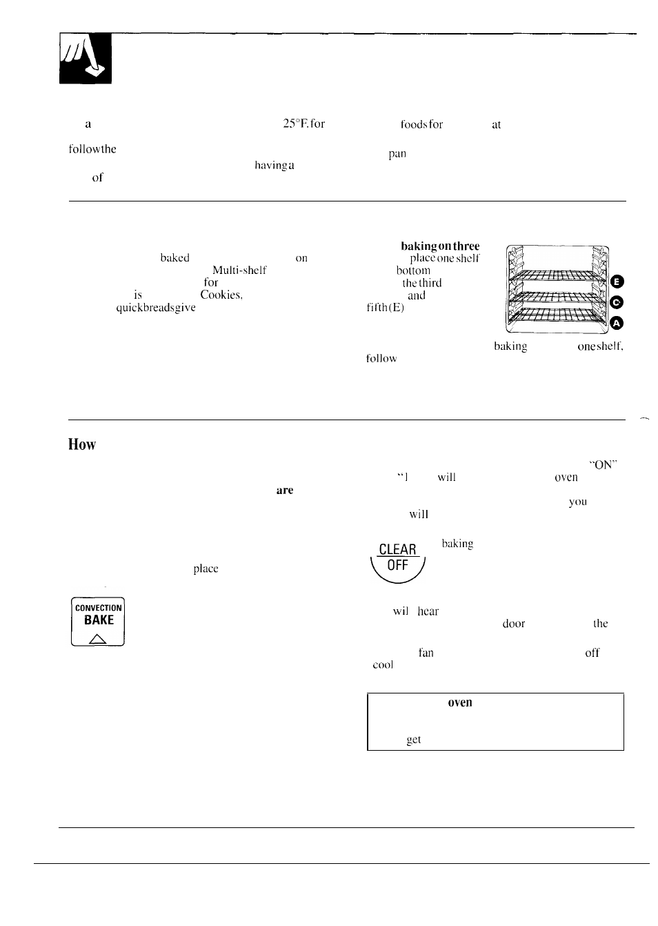 Baking 12, Multi-shelf baking 12, Convection baking | Adapting recipes for convection baking, Multi-shelf baking | GE 164D2966P087 User Manual | Page 12 / 40