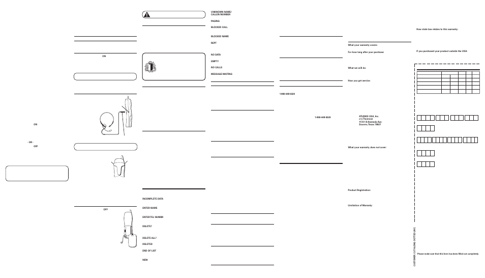 Eadset, Peration, Hanging | Attery, Afety, Recautions, Eneral, Roduct, Auses, Eception | GE 26934 User Manual | Page 2 / 2