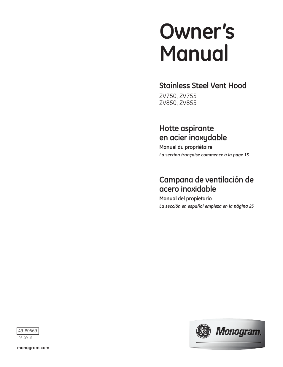 GE Monogram ZV855 User Manual | 32 pages