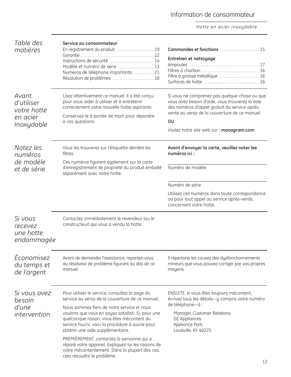 GE Monogram ZV855 User Manual | Page 13 / 32